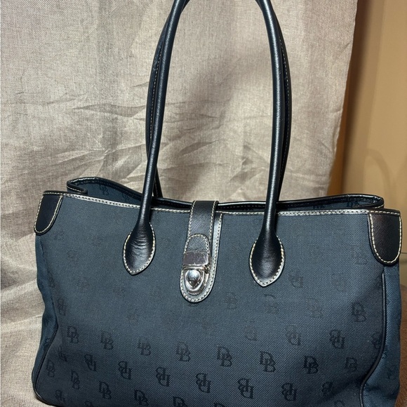 Dooney & Bourke Vintage Black Monogram Large Canvas Purse Shoulder Bag #K8918219 - Picture 12 of 13